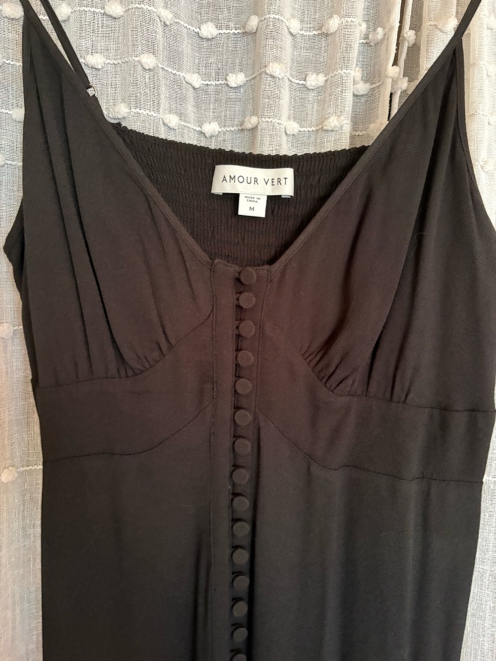 Amour Vert Black Button-Front Dress